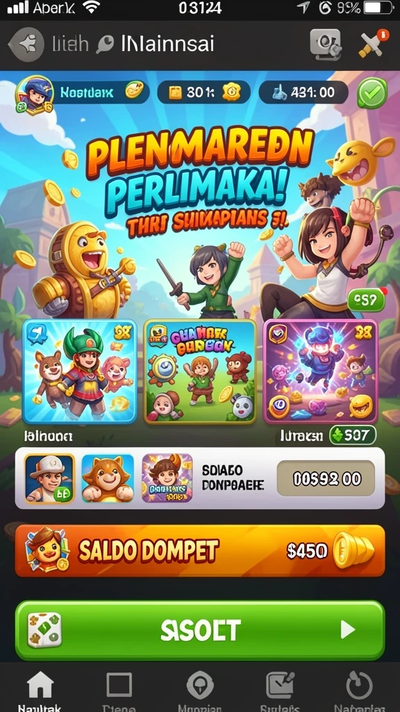 Tampilan awal game yang menarik dan user-friendly.